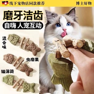 猫咪玩具鱼骨头磨牙棒木天蓼猫薄荷磨牙棒仿真鱼耐咬自嗨解闷逗猫