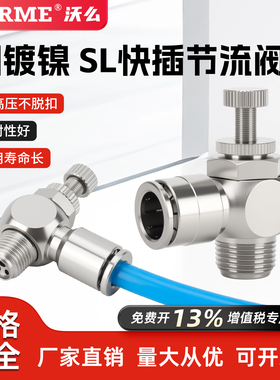 全铜SL气缸节流阀调速阀SL4-M5 6-01 8-02气管快插接头耐高温腐蚀