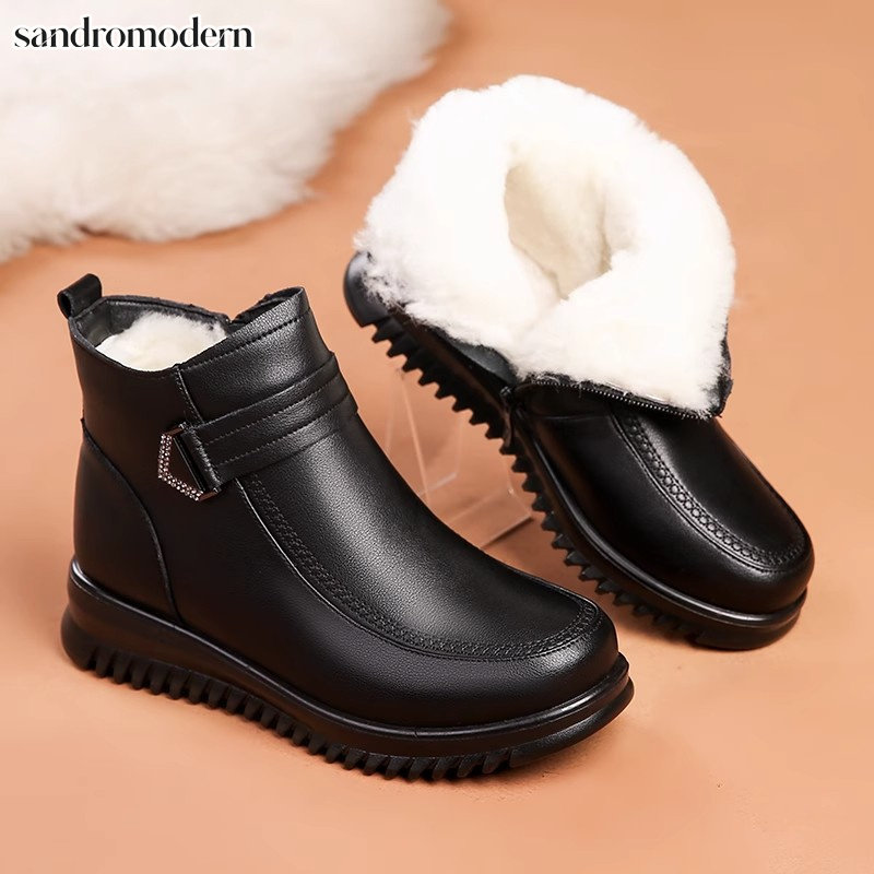 冬季新款妈妈棉鞋时尚舒适百搭短靴中年女士加绒加厚保暖女靴子