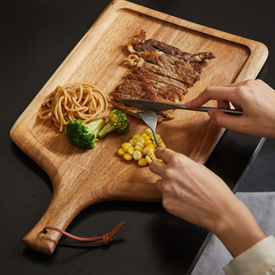 相思木实木牛排餐盘日式木质披萨盘牛扒木板餐具木盘子木头托盘西
