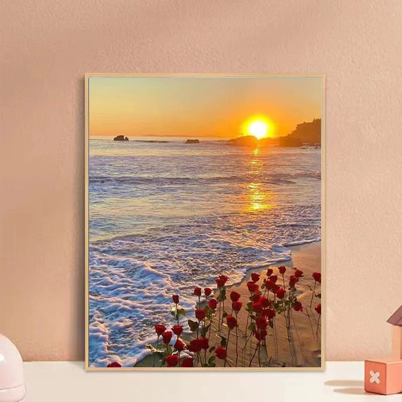 数字油画DIY手工填色数码画挂画植物花卉风景唯美装饰画工厂