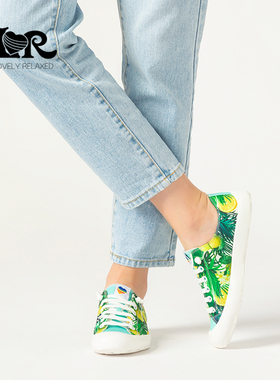 ILR因爱乐诗植物花卉时尚休闲板鞋女软底一脚蹬轻便透气女休闲鞋