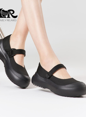 ILR因爱乐诗复古时尚厚底玛丽珍鞋一字扣松糕底轻盈浅口休闲女鞋