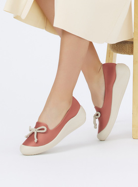 ILR因爱乐诗时尚百搭纯色乐福鞋女坡跟软底一脚蹬舒适休闲女鞋