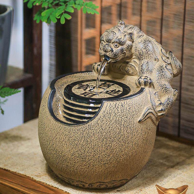 新中式招财流水摆件室内客厅办公茶室桌面装饰循环水景观小型喷泉