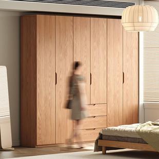 全实木橡木衣柜一门到顶卧室家用原木风挂衣柜简约现代小户型衣橱