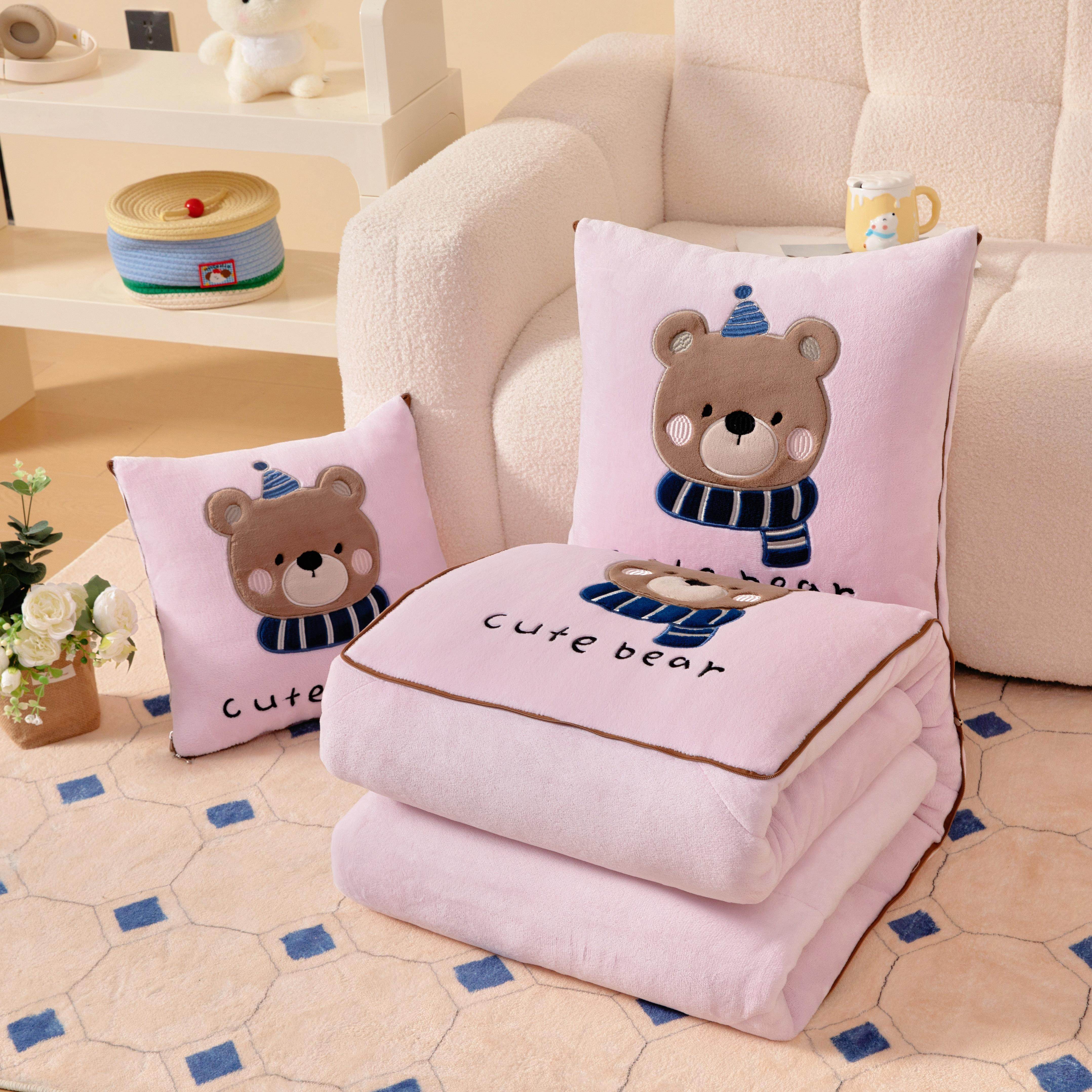 抱枕被子两用加厚牛奶绒毯午睡办公室枕头被汽车载靠枕折叠二合一