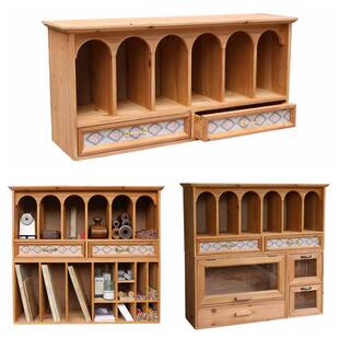 叁杉家居罗马拱门书桌抽屉收纳柜桌上杯子文具覆古木质置物架桌面