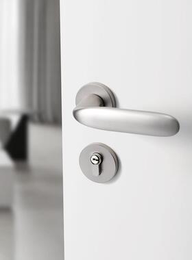 银色卧室门锁室内房间木门门锁磁力静音现代简单分体式门把手成套