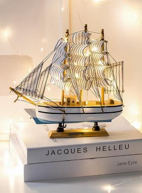 一帆风顺帆船摆件客厅茶几模型办公桌房间布置北欧家居酒柜装饰品