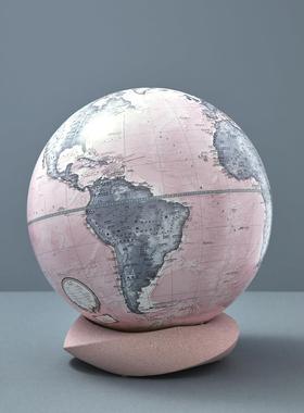 粉色云环水泥底座宏微地球仪客厅书房桌面装饰摆饰乔迁生日送礼