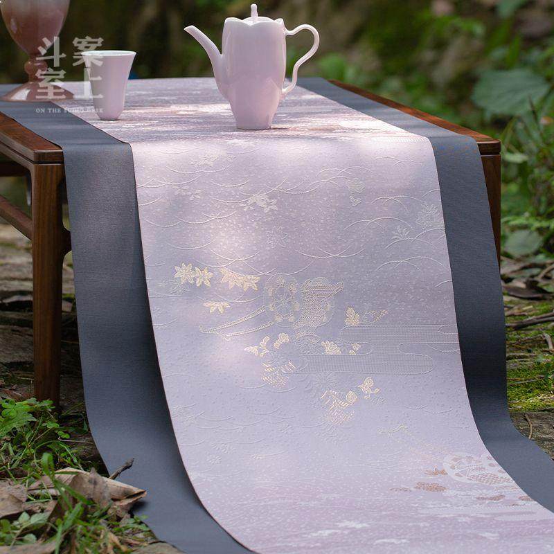 载春归织锦茶席套组复古中式茶桌台布垫子双面禅意布艺桌旗双层,居家布艺,茶席,淘宝优惠券,粉丝福利购,淘宝优惠卷