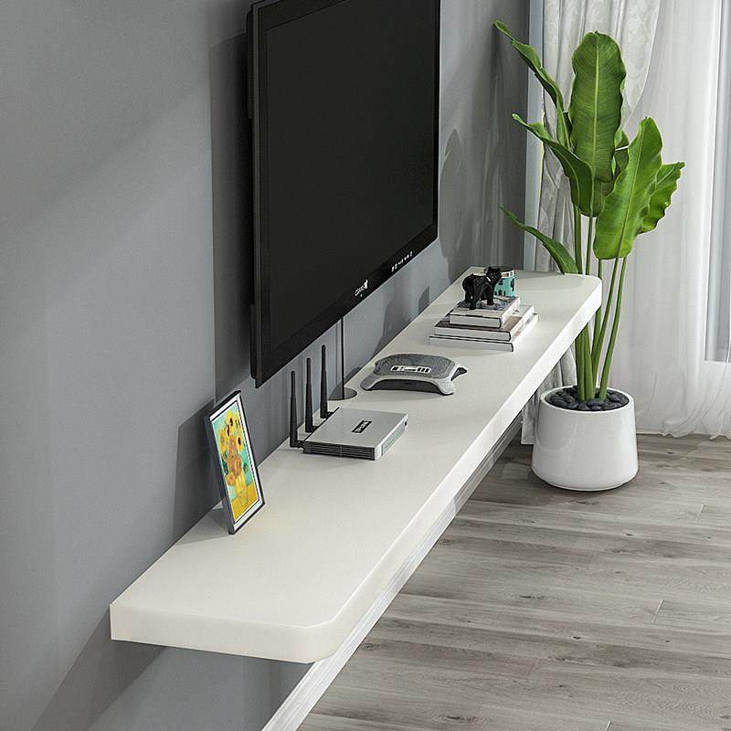 简约实木壁挂式搁板电视柜机顶盒一字隔板墙上置物架挂墙卧室书柜