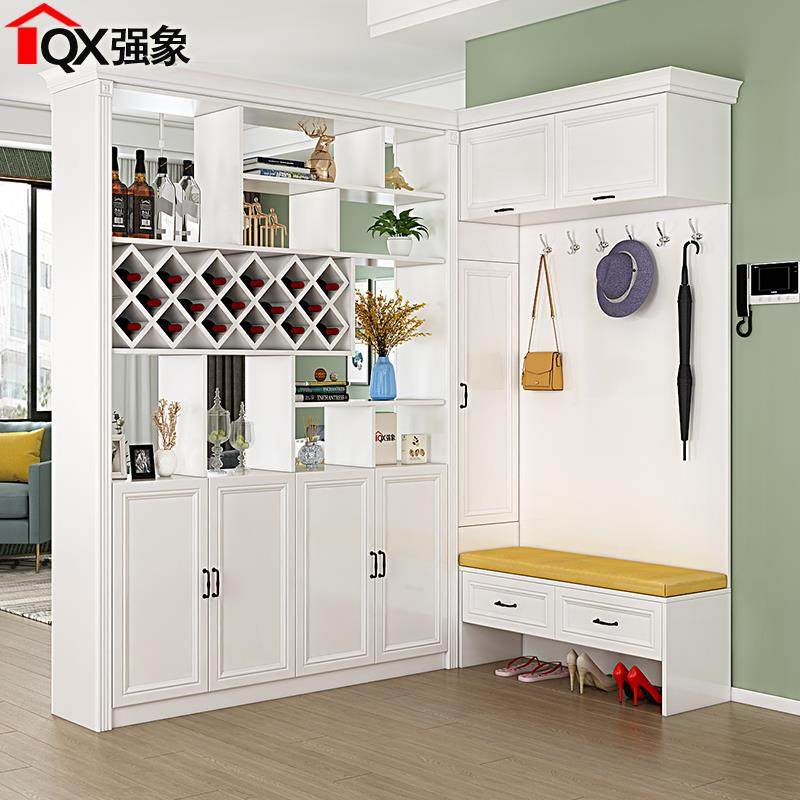 强象简欧现代客厅进门酒柜鞋柜一体屏风玄关隔断拐角门厅柜N-225