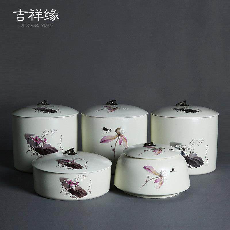 陶瓷茶叶罐密封散茶罐大号茶饼罐普洱茶收纳盒三饼七饼罐藏醒茶缸
