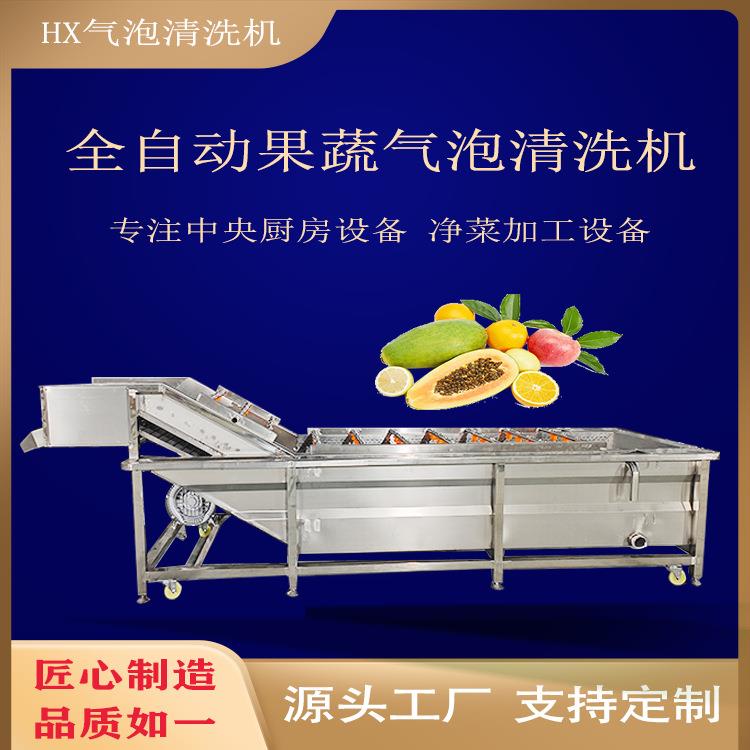 全自动蔬菜气泡清洗机商用白菜净菜清洗设备供应大型果蔬清洗线