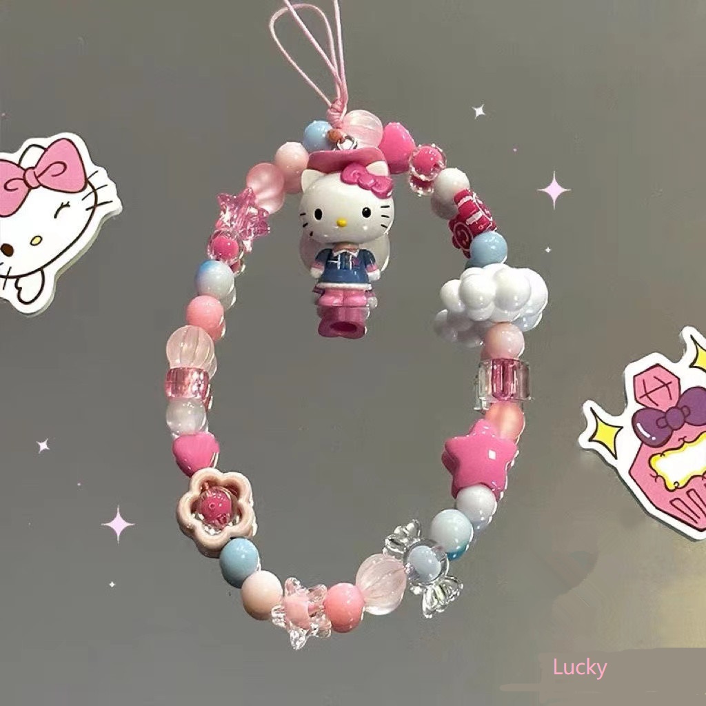 hellokitty串珠手机链原创卡片机ccd装饰挂链背包挂绳少女心饰品