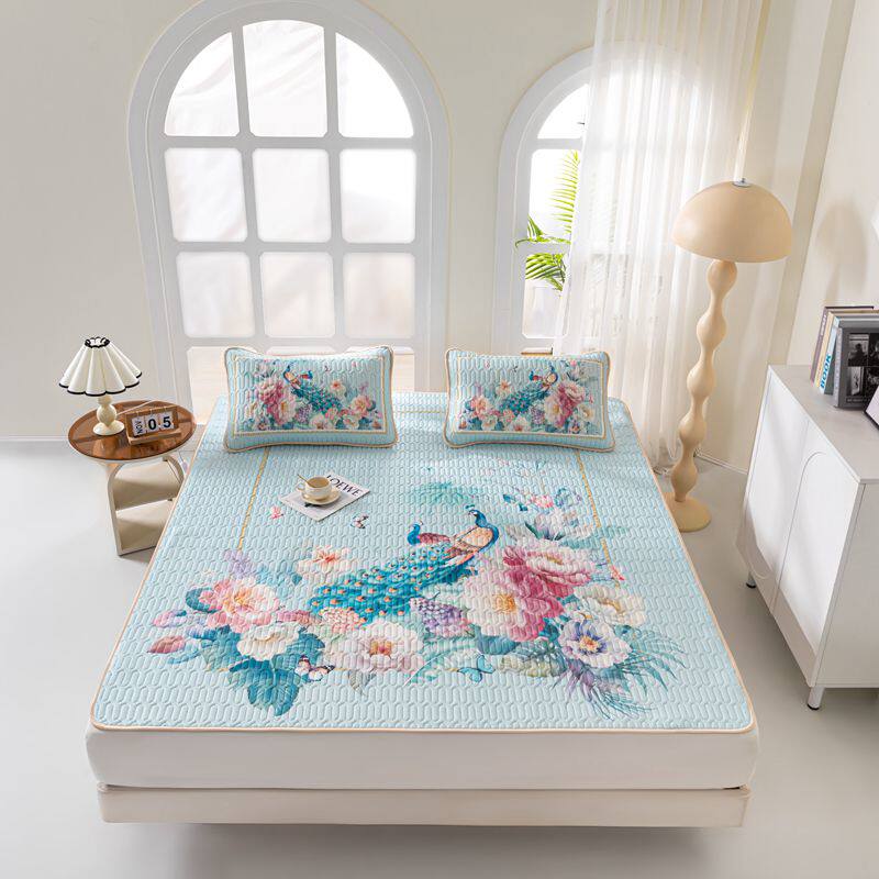 mm新款加厚天然乳胶凉席三件套床笠款乳胶凉席平铺款