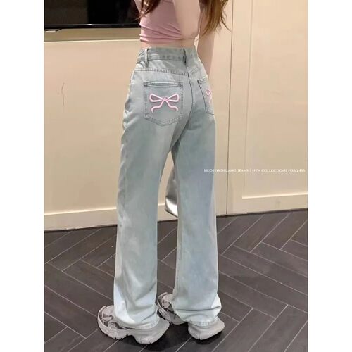 高腰宽松直筒阔腿休闲裤女