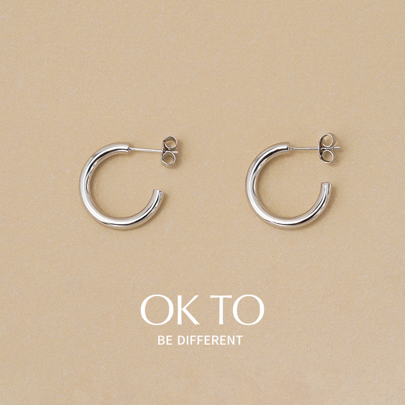 OKTO饰品【素·雅系列】素圈耳环女小众纯银耳饰设计感耳钉耳坠