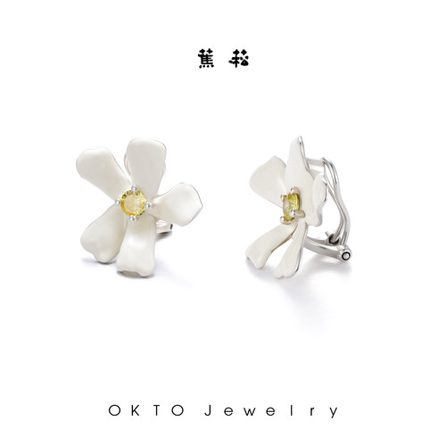 OKTO蕉菘【油桐花系列】夏日花朵925银耳夹轻奢精致高级感耳饰女