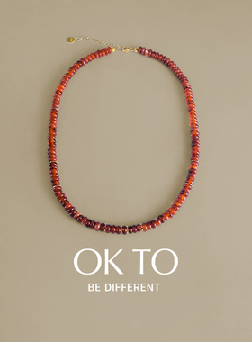 OKTO饰品【山归来 ANCORA系列】安哥拉红色玛瑙银隔片算盘珠项链