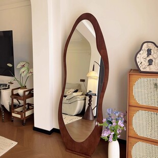 芒果实木穿衣镜卧室中古全身落地试衣镜女生家用大镜子挂墙casagd