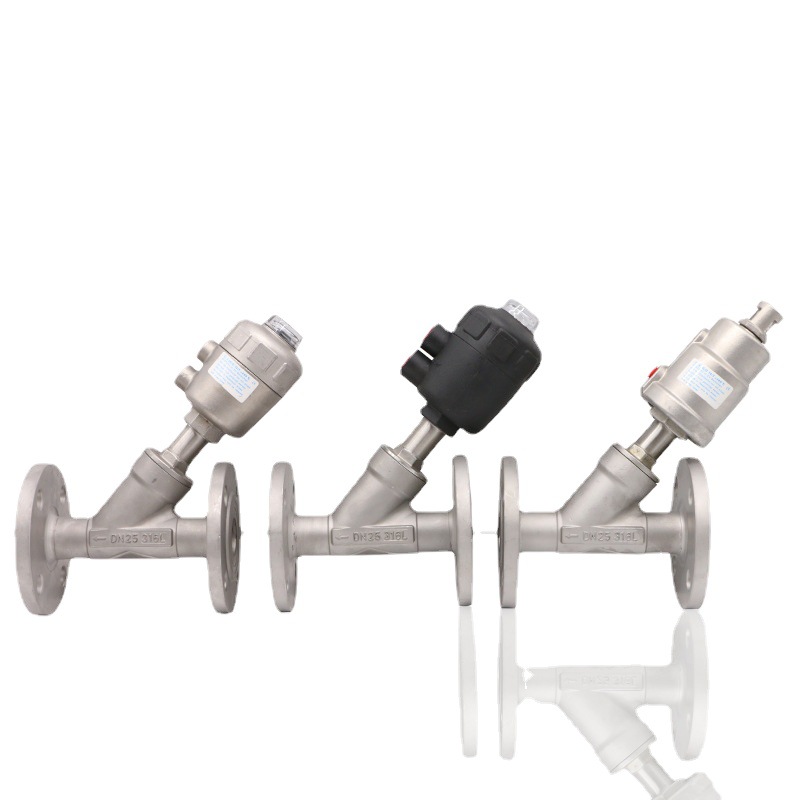 304不锈钢气动法兰角座阀DN15 20 25 32 40 50 65 Y型 蒸汽用