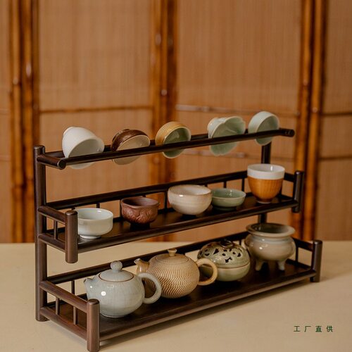 桌面实木茶具收纳架博古架