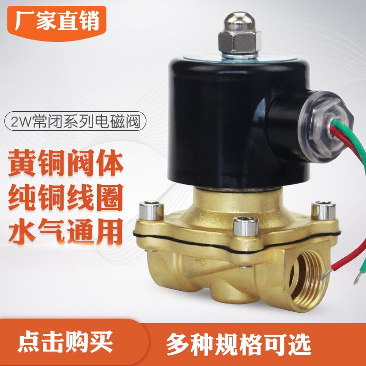 GEERTE/格尔特2W-160-15黄铜电磁阀水阀UW-15开关阀门4分220V常闭