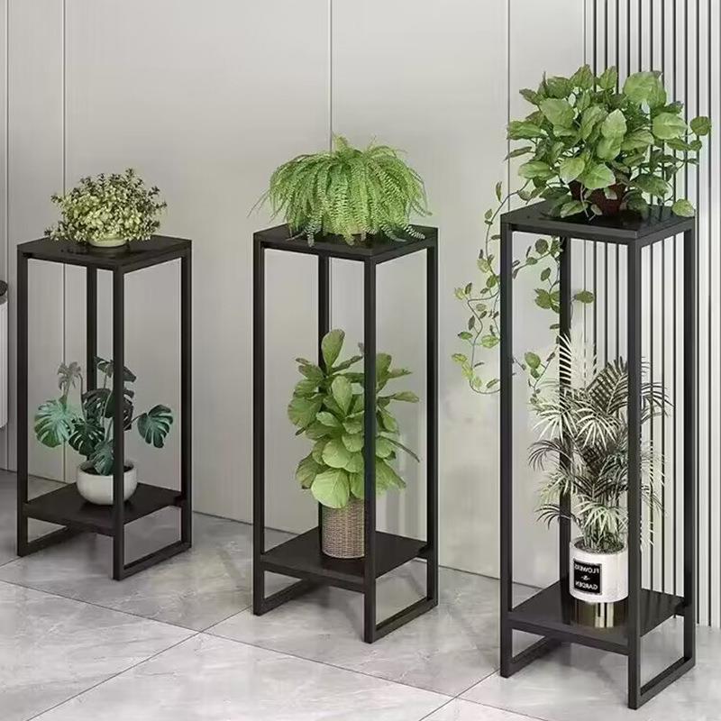 轻奢客厅大号沙发旁电视柜旁边落地摆件置物架创意装饰绿植高级感