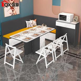 客餐厅储物卡座餐桌家用岩板餐边柜一体靠墙组合柜小户型定制G116
