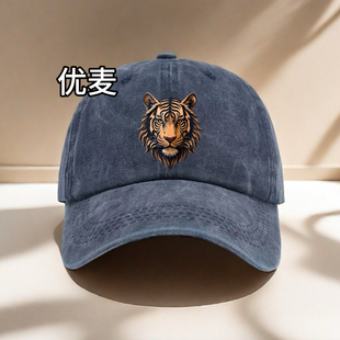新款老虎头棒球帽中国风男女做旧鸭舌帽户外休闲情侣遮阳帽子男款
