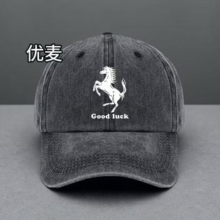 棒球帽复古goodluck跃马遮阳帽新款潮流情侣鸭舌帽户外男女帽子