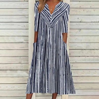 中袖连衣裙大摆裙女士