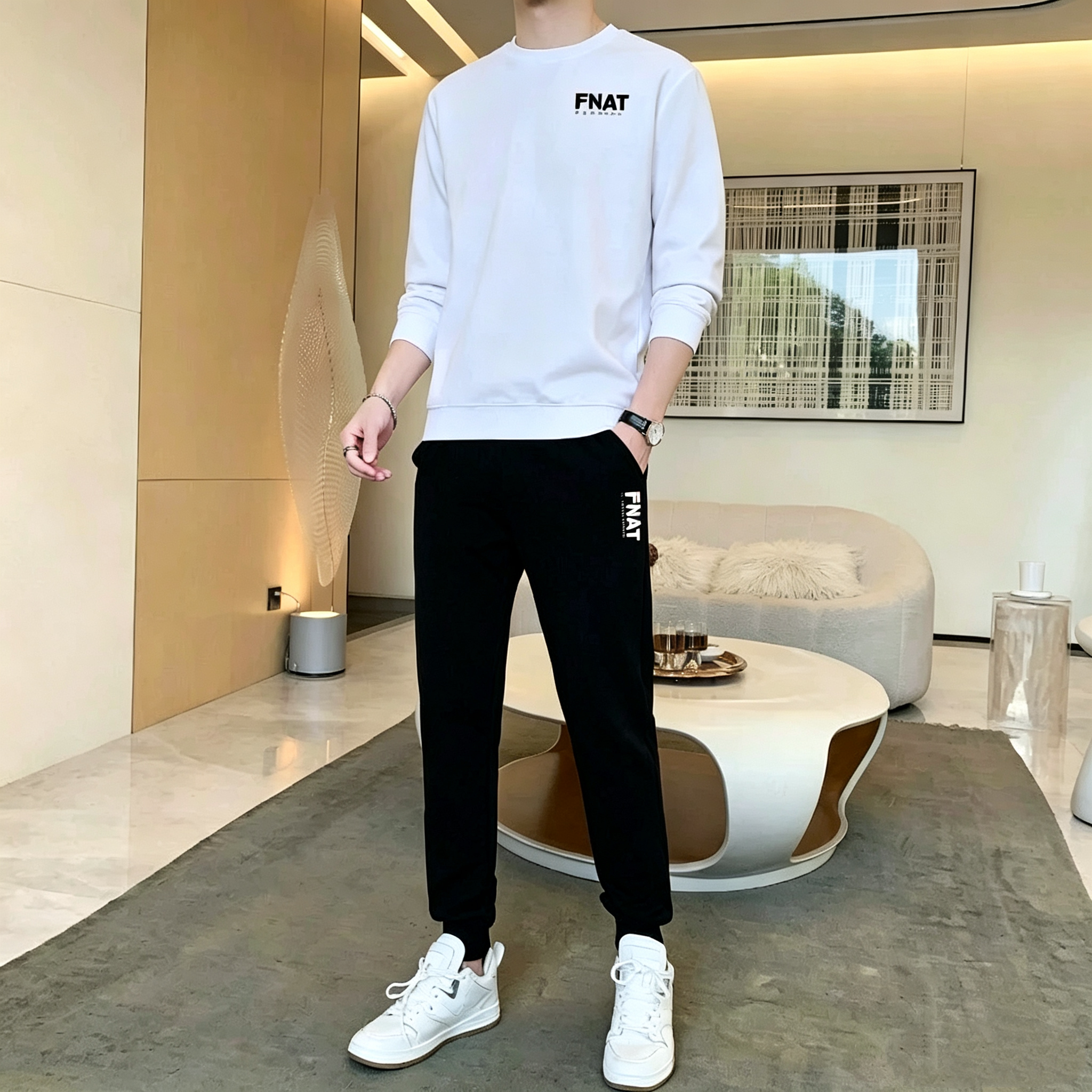 品牌正品运动服套装男女2026春秋圆领卫衣卫裤二件套冬季加绒款