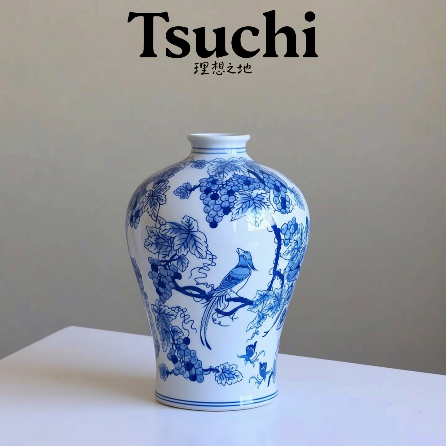 景德镇纯手绘青花瓷花瓶硕果葡萄花鸟梅瓶客厅玄关开运轻奢摆件,家居饰品,花瓶,淘宝优惠券,粉丝福利购,淘宝优惠卷