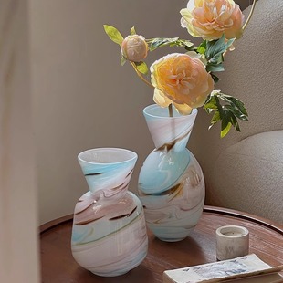 饰品 LIFE轻奢网红ins风简约彩色琉璃花瓶摆件水培鲜花客厅插花装