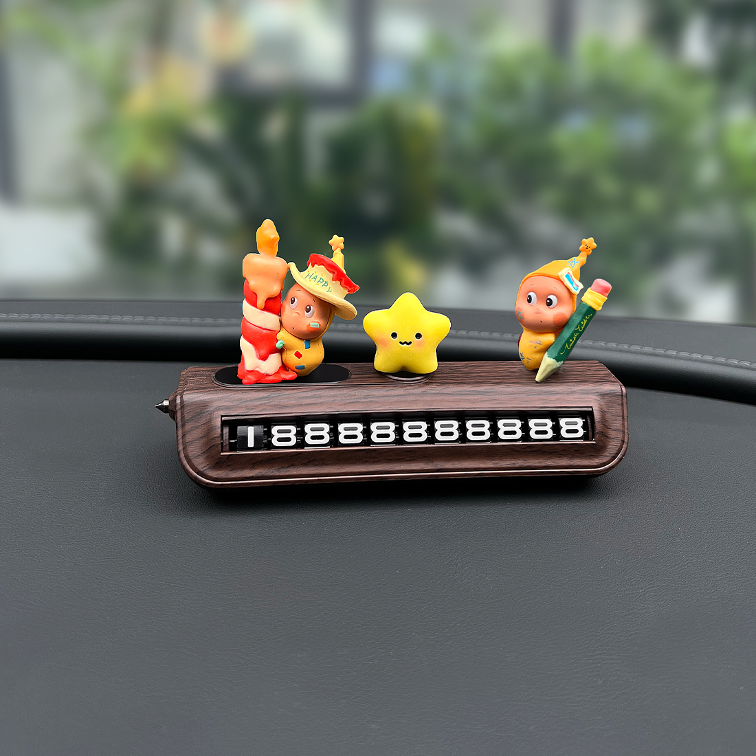 可爱星星人挪车电话牌高级感汽车内车载临时停车号码牌移车破窗器