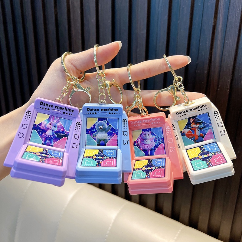 迷你音乐跳舞机钥匙扣学生节奏大师解压玩具小游戏机钥匙链挂件