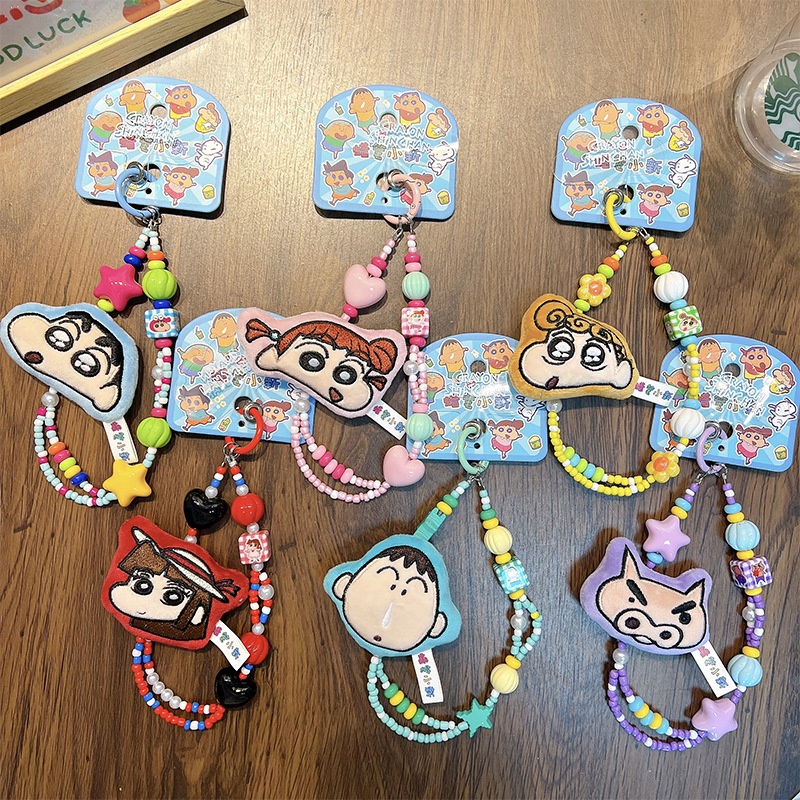 正版蜡笔小新毛绒钥匙扣动漫周边情侣闺蜜包包挂件汽车钥匙链礼品