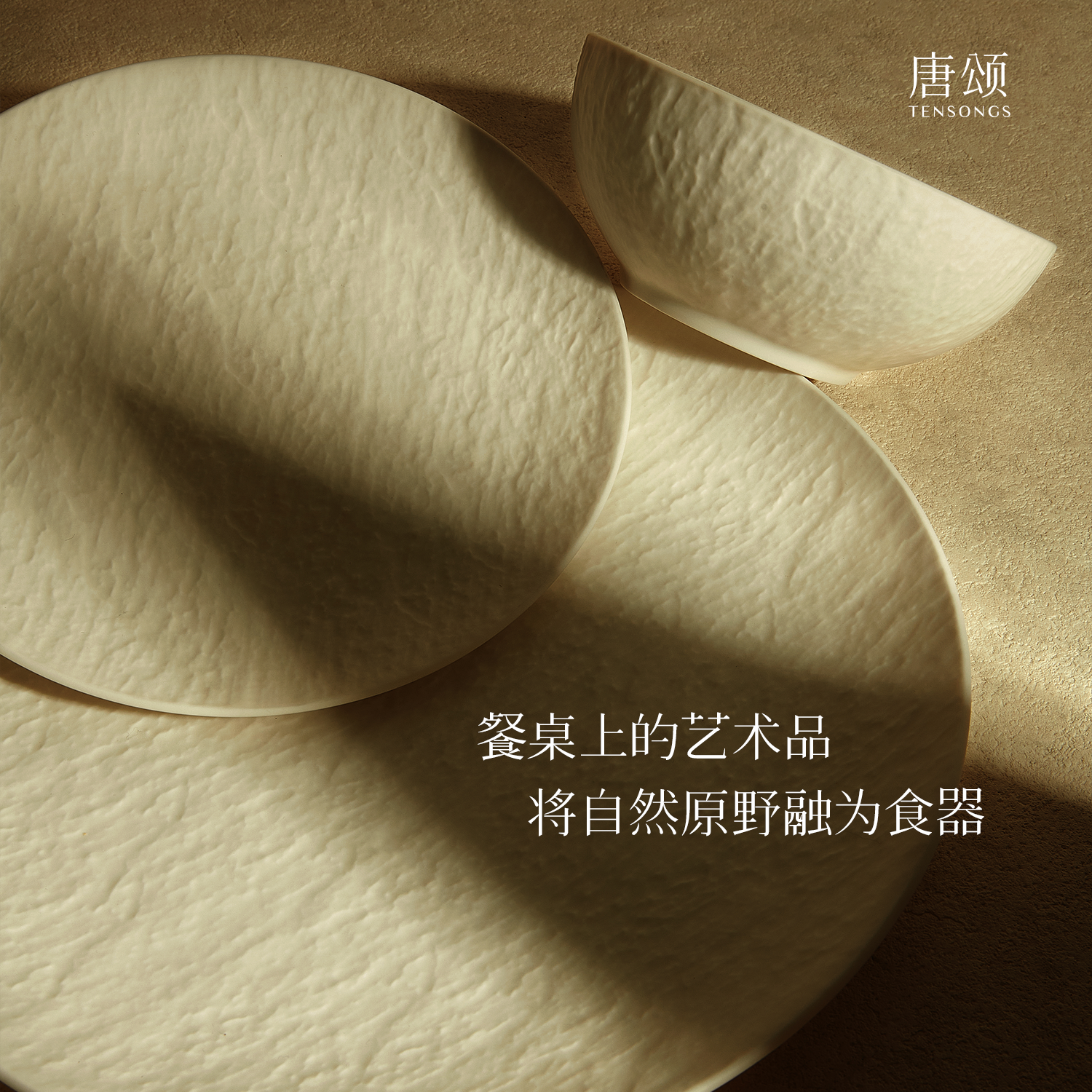 唐颂苍岩陶瓷餐具碗碟家用哑光浮雕轻奢碗盘乔迁碗盘