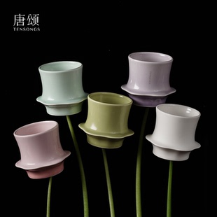 新婚礼物 唐颂无尽夏花瓣水杯可收纳家用待客摆件轻奢陶瓷杯子套装
