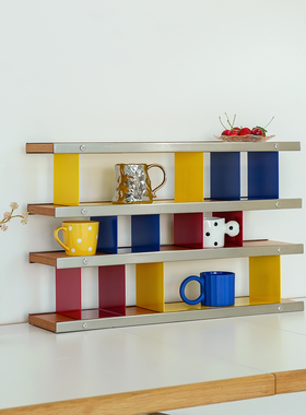 少即是多 蒙德里安杯架中古不锈钢多层置物架桌面杯子香水收纳