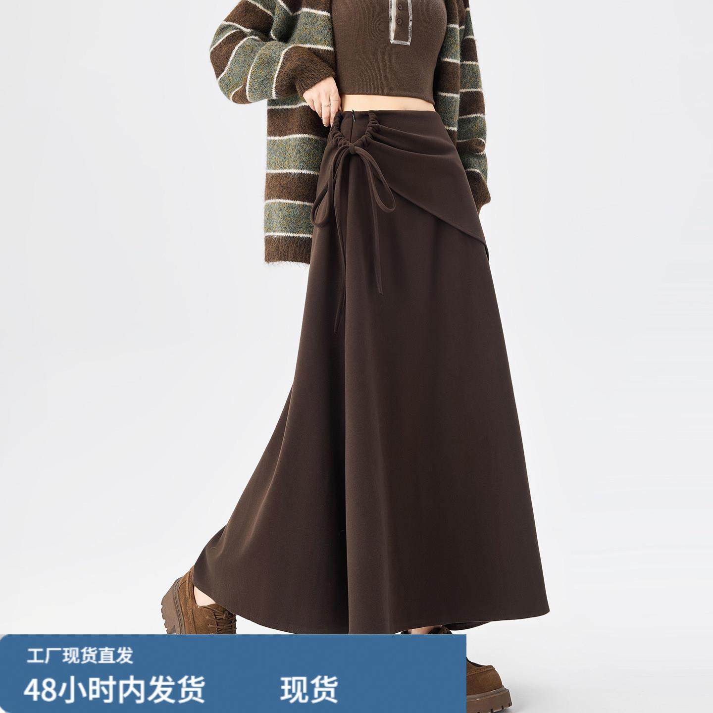 超好看咖色毛呢半身裙女秋冬新款不规则高腰显瘦a字大摆伞裙长裙,运动/瑜伽/健身/球迷用品,瑜伽短裙,淘宝优惠券,粉丝福利购,淘宝优惠卷