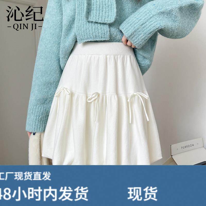 针织花苞半身裙女秋冬2026新款小个子高腰防走光a字灯笼蓬蓬短裙,运动/瑜伽/健身/球迷用品,瑜伽短裙,淘宝优惠券,粉丝福利购,淘宝优惠卷