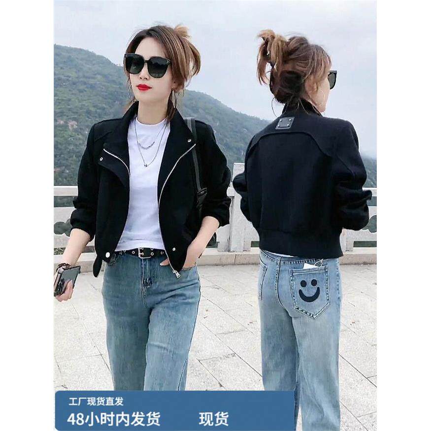 欧洲站2025春季新款女小个子贴标棒球服短外套休闲时尚夹克上衣潮