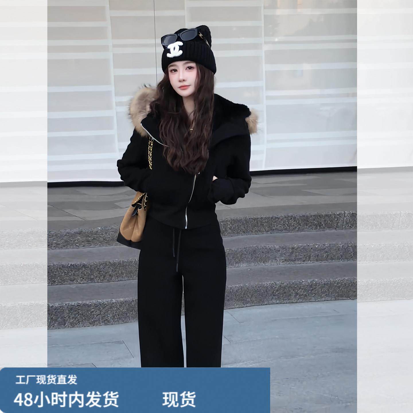 巨好看的冬装一整套韩系慵懒风加绒毛领卫衣阔腿裤运动休闲两件套,孕妇装/孕产妇用品/营养,套装,淘宝优惠券,粉丝福利购,淘宝优惠卷