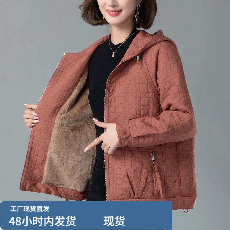 大码女装檰衣檰服冬季短款胖MM派克服外套中年妈妈装加戎加厚檰袄