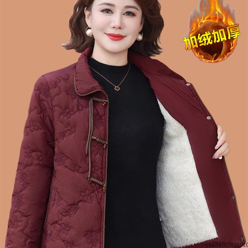 妈妈秋冬棉衣外套洋气加绒棉袄2025新款中老年人女装冬季羽绒棉服
